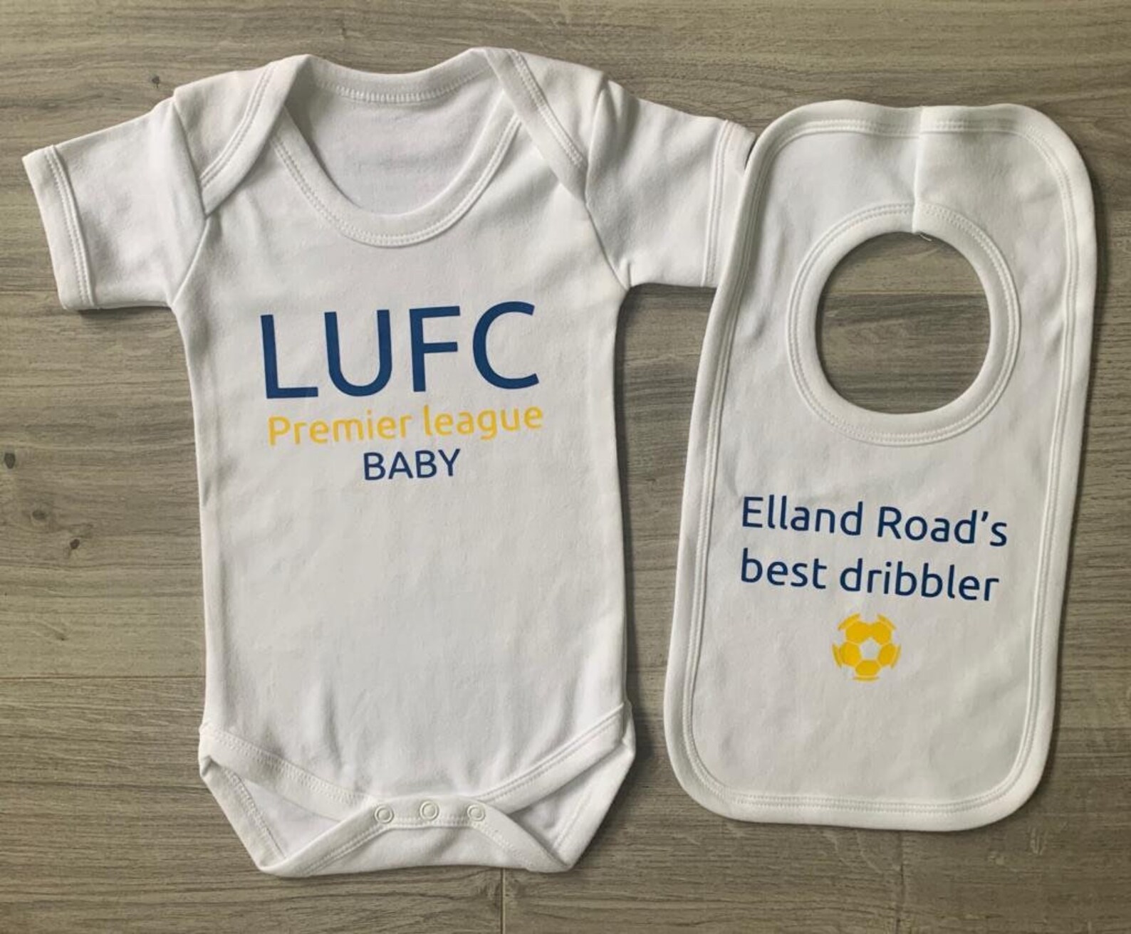 Leeds United Football Club baby vest and bib set Etsy