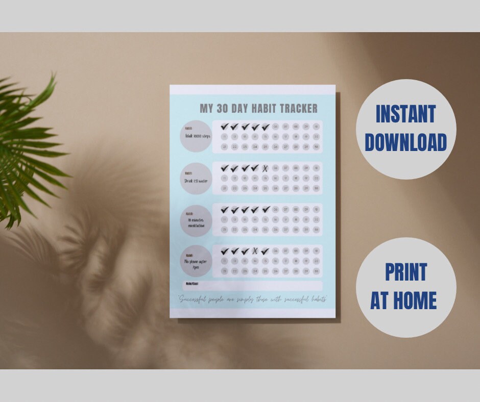 Digital Download and Printable Habit Tracker / Wellness Planner / A4 or ...