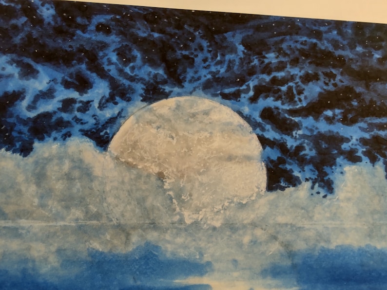 Moonlit Beach ~ 11x17 Original art print with archival ink printed to order signed and labeled by artist wall decor