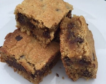 Keto Brownies Peanut Butter Chocolate Chip Blondies Gluten Free Dairy Free Diabetic Friendly 2.1 net carbs Low Carb Peanut Butter Brownies