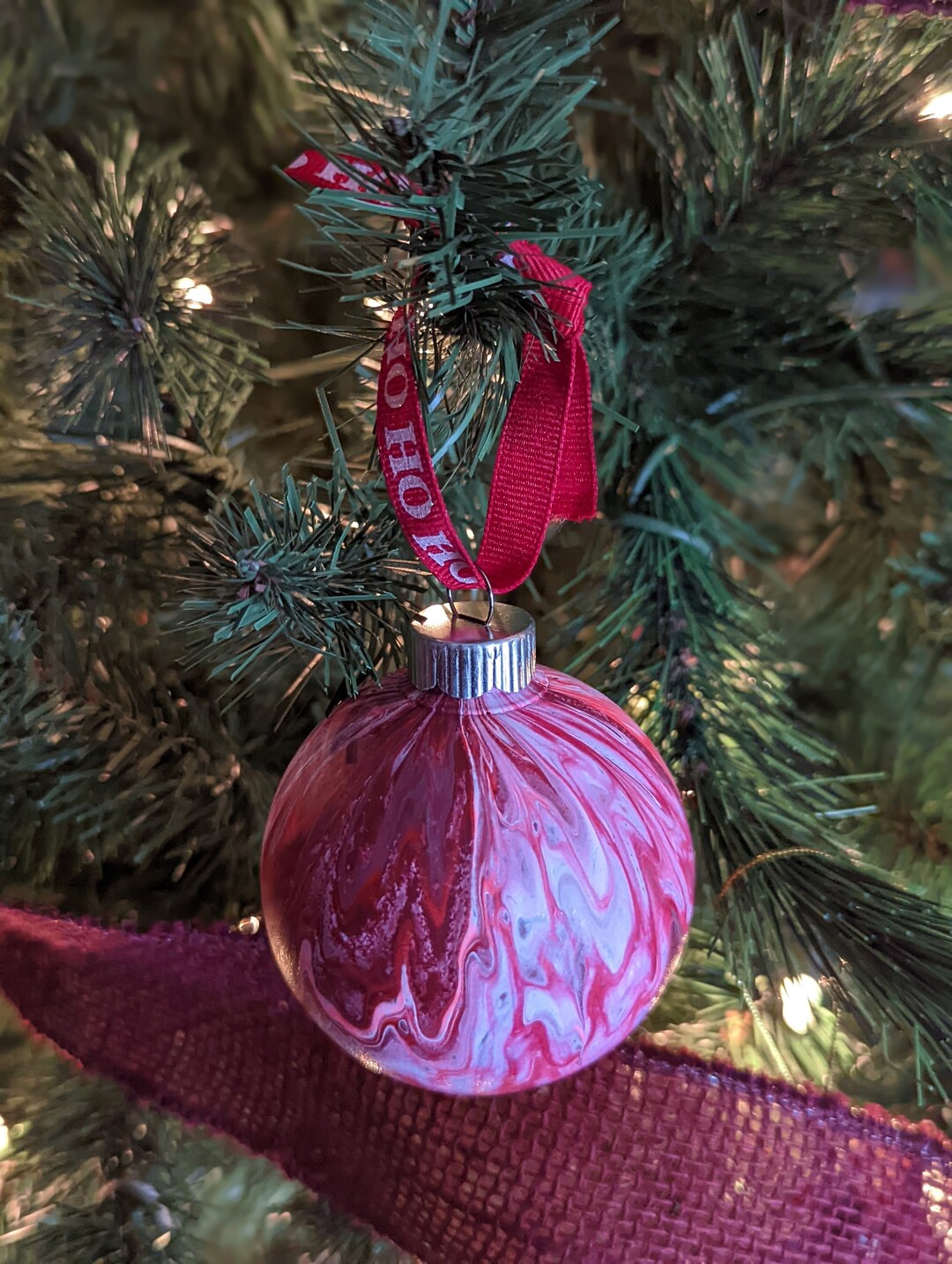 Red Handpainted Acrylic Christmas Ornaments Unique Holiday Decorations