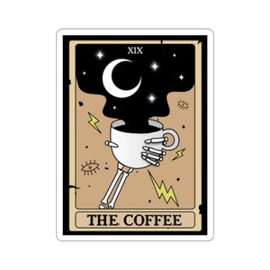 Adesivo de carta de tarô de café - adesivos com corte de beijo