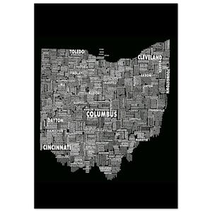 Ohio Typography Poster - City Layout Art - Buckeye State Fine Art Print