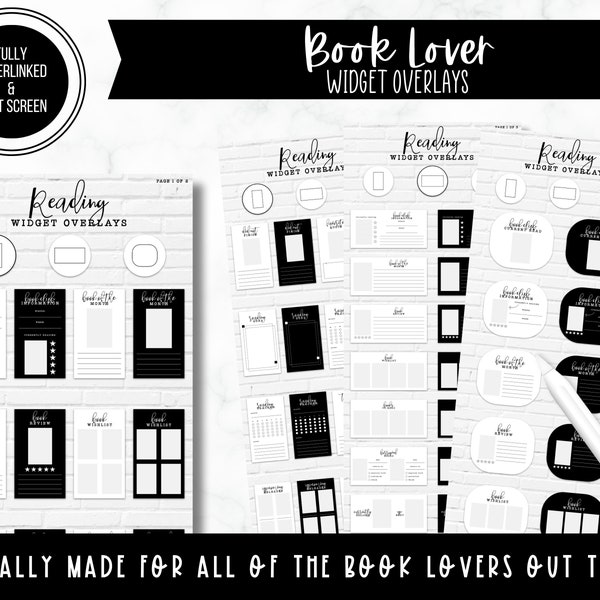 Book Lover | Widget Overlays | Reading Inserts for Widget Shapes | Goodnotes File + Individual PNG's included!