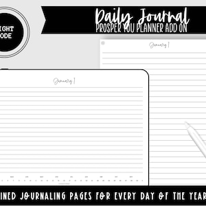 Daily Journal - Lined Pages | Light Mode | Prosper You Planner Add On | Fully Hyperlinked Digital Planner |