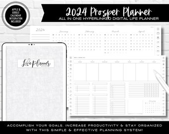 2024 Prosper Planner | BEST All in One Customizable & Hyperlinked Digital Planner | Includes Apple + Google Calendar Integration