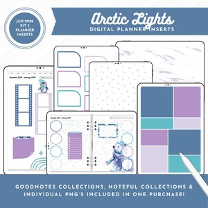 January 2026 Kit 3 Digital Planner Inserts | Arctic Lights | Goodnotes + Noteful Collections | Individual PNGs