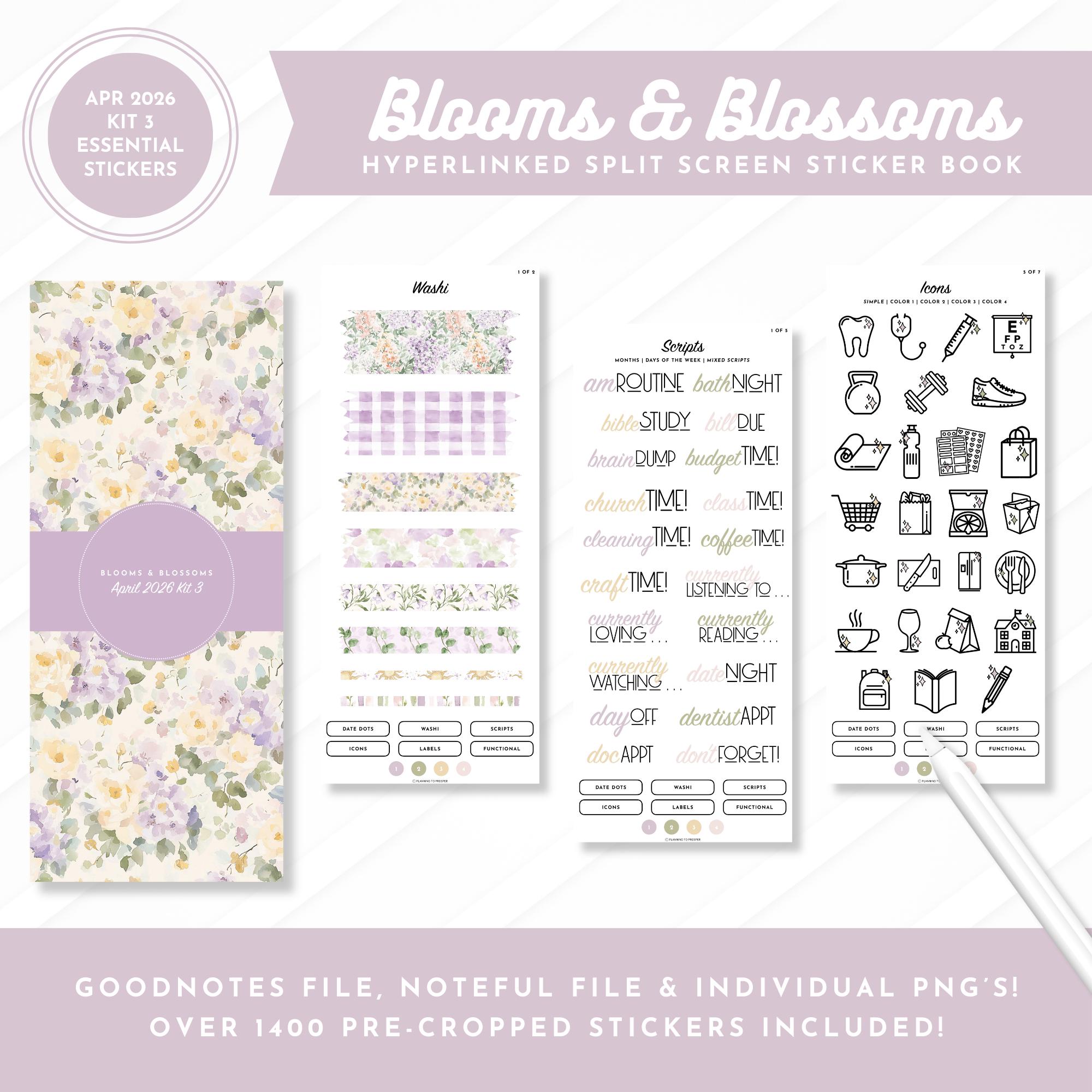 April 2026 Kit 3 Essentials Sticker Book | Blooms & Blossoms | Split ...