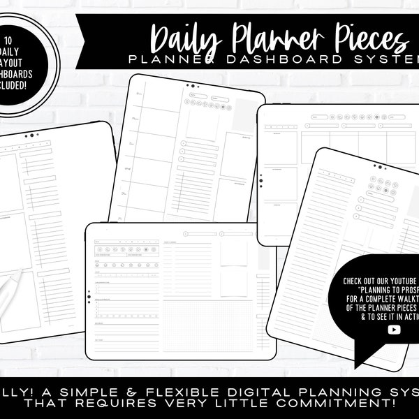 Daily Layout Dashboards - Planner Pieces System | 10 Daily Layouts Included | Portrait & Landscape | PDF Documents for Digital Planning