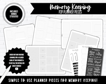 Memory Keeping Planner Pieces | Planner Dashboards | Digital Stickers & Templates Included | PDF Documents | Portrait + Landscape Included |