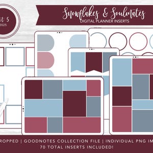 2025 Kit 5 Digital Planner Inserts | Snowflakes & Soulmates | Goodnotes Collection Files + Individual PNGs | PreCropped Transparent Sticker
