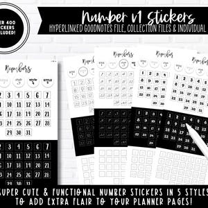 Numbers v1 Digital Stickers | Digital Planning | Split Screen | Goodnotes File, Goodnotes Collection + Individual PNG&#39;s Included!