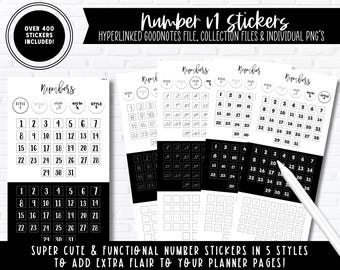 Numbers v1 Digital Stickers | Digital Planning | Split Screen | Goodnotes File, Goodnotes Collection + Individual PNG's Included!