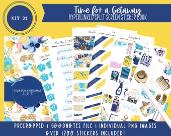 Kit 31 Digital Sticker Book | Time for a Getaway | Over 1200 Stickers | Pre-Cropped Stickers | Goodnotes File | Individual PNG Images |