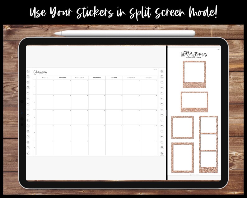 Glitter Photo Frames Digital Stickers | Planner Stickers | Split Screen ...