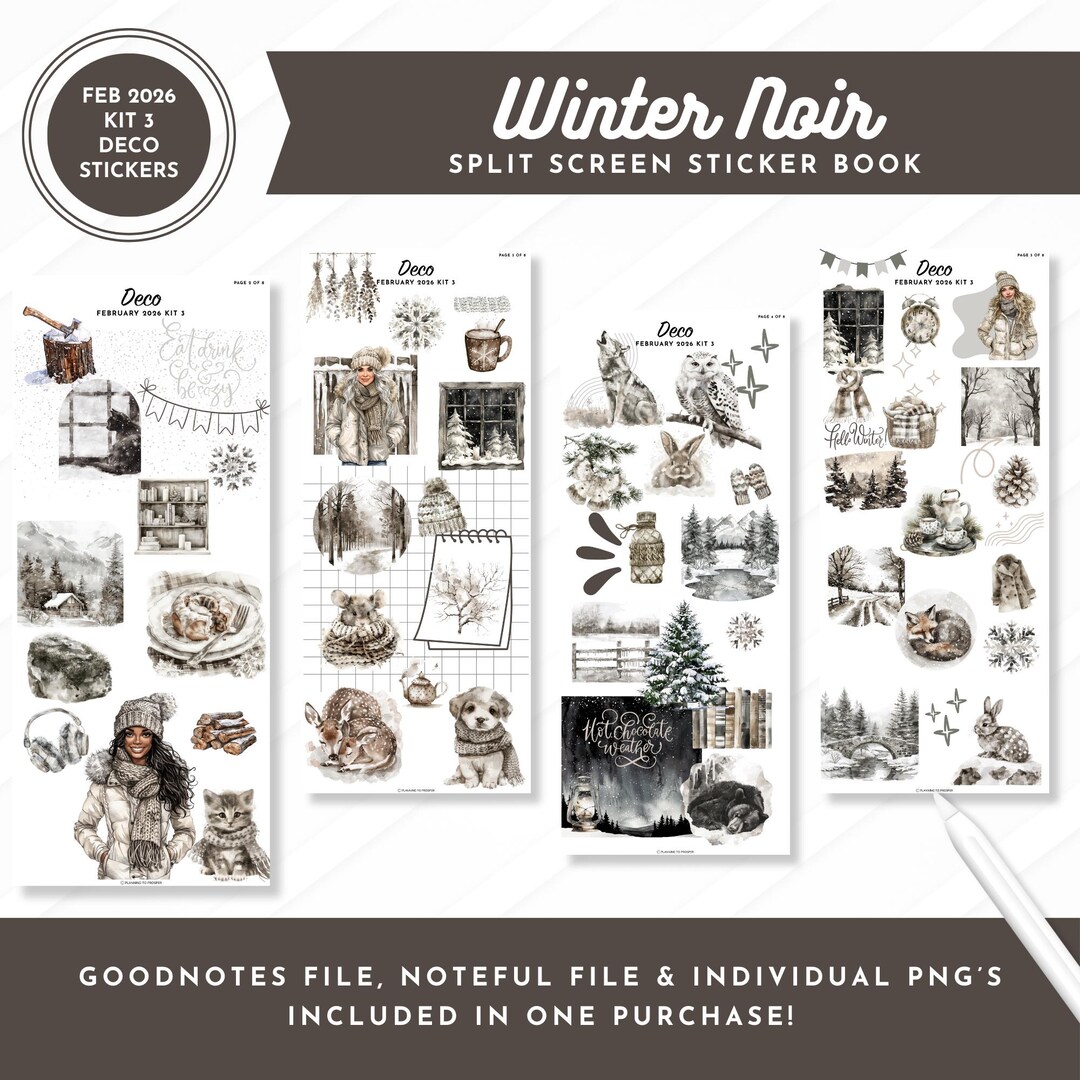 Sticker For Not Split February 2026 Kit 3 Deco Stickers | Winter Noir | Split Screen Sticker ...
