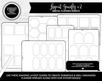 Layout Guides v2 | Weekly + Daily Planner Inserts | Custom Planner Inserts | 12 Landscape + 12 Portrait Layouts Included | Transparent PNGs
