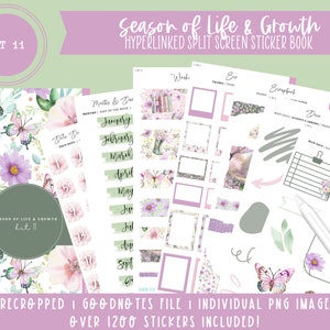 Kit 11 Split Screen Sticker Book Season of Life & Growth Over 1200 Digital Stickers Pre-Cropped Goodnotes File imagem 1