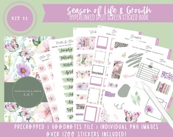 Kit 11 Split Screen Sticker Book | Season of Life & Growth | Over 1200 Digital Stickers | Pre-Cropped | Goodnotes File