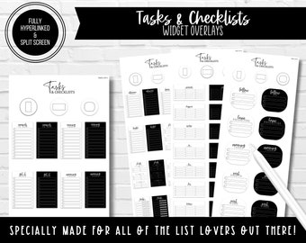 Tasks & Checklists | Widget Overlays | Inserts for Widget Shapes | Goodnotes File + Individual PNG's included!