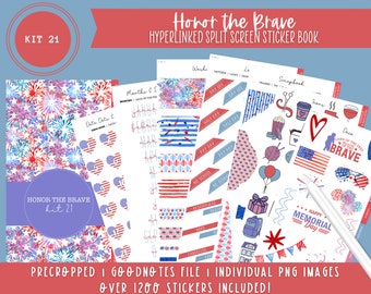 Kit 21 Digital Sticker Book | Honor the Brave | Over 1200 Stickers | Pre-Cropped Stickers | Goodnotes File | Individual PNG Images |