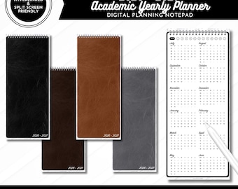 July 2026 to June 2027 Academic Yearly Planner Notepad | Split Screen & Phone Friendly | Dated Digital Planner | Modern + Minimalist Planner
