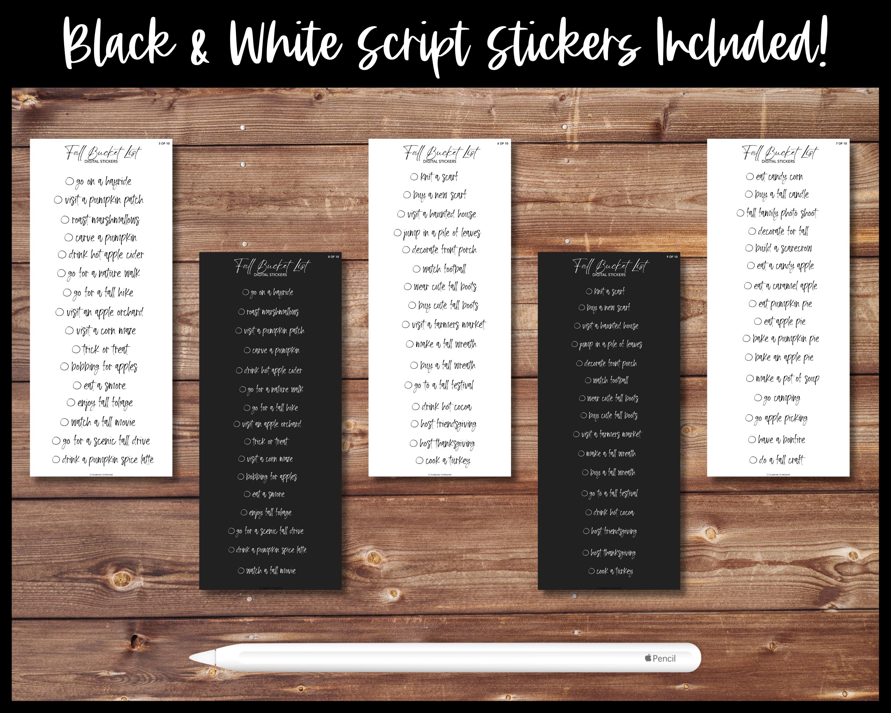 Fall Bucket List Digital Sticker Collection | Digital Planner Stickers ...