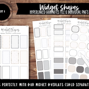 Kit 1 Widget Shape Stickers | Pre-Cropped | Split Screen | Goodnotes File + Individual PNG&#39;s included! 100 Stickers!