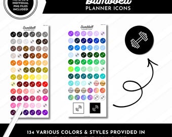 Dumbbell Planner Icon Digital Stickers | Pre-Cropped + Transparent | Split Screen | Noteful, Goodnotes + PNG files included!