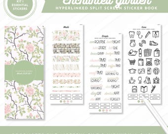 March 2026 Kit 1 Essentials Sticker Book | Enchanted Garden | Split Screen | Digital PreCropped Stickers | Goodnotes + Noteful Files