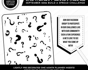 September 2026 Challenge One Month Planner Inserts | Lightly Decorated Full Page JPEG Images | Landscape, Portrait + Ringed Included!