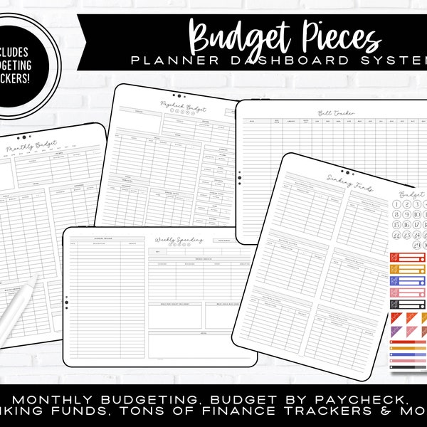 Budget Dashboards & Digital Stickers | P2P Planner Pieces System | Individual PDF Documents | Portrait + Landscape Included | Goodnotes