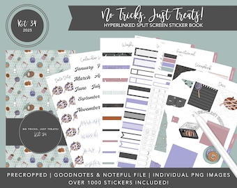 2025 Kit 34 Split Screen Sticker Book | No Tricks, Just Treats! | Halloween Stickers | 1000+ Digital Stickers | Goodnotes + Noteful