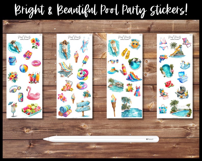 Pool Party Digital Sticker Collection | Digital Planner Stickers ...