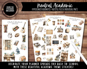 Neutral Academic Digital Sticker Collection | Digital Planner Stickers | Split Screen | Noteful File | Goodnotes File | Individual PNG's