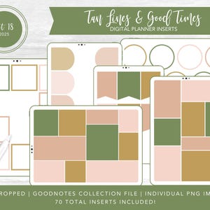 2025 Kit 18 Digital Planner Inserts | Tan Lines & Good Times | Goodnotes + Noteful Collections | Individual PNGs | PreCropped Stickers