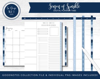 2025 Ta Done Kit 1 Digital Planner Tabs | Season of Sparkle | Goodnotes Collection Files + Individual PNG&#39;s | PreCropped Stickers