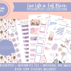 Ta Done Kit 6 Split Screen Sticker Book | Live Life in Full Bloom | Over 1200 Digital Stickers | Pre-Cropped | Goodnotes File & PNG's