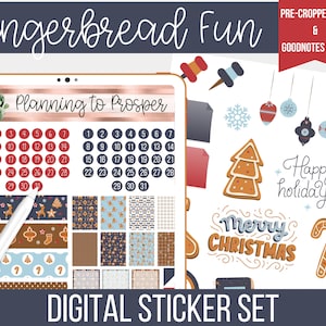 Gingerbread Fun Digital Sticker Set | Pre-Cropped Stickers | Goodnotes File | Individual PNG Images |