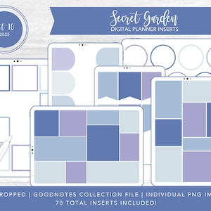 2025 Kit 10 Digital Planner Inserts | Secret Garden | Goodnotes Collection Files + Individual PNGs | PreCropped Transparent Sticker