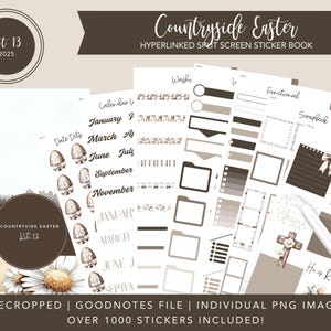 2025 Kit 13 Split Screen Stickerbuch | Landschaft Ostern | Frühlings-Aufkleber | 1000+ Digitale Aufkleber | Beschnitten | Goodnotes Hinweislich