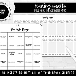 Reading Planner Inserts | Light Mode | 60 Inserts Included | Portrait and Landscape | Prosper You Planner Hub System