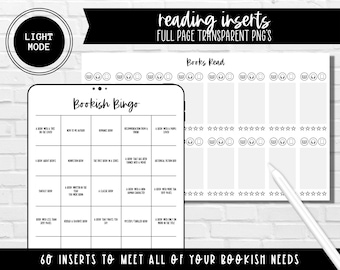 Reading Planner Inserts | Light Mode | 60 Inserts Included | Portrait and Landscape | Prosper You Planner Hub System
