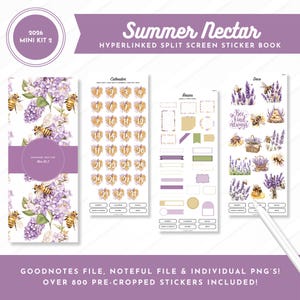 Stickerboek minikit 2 2026 | Zomernectar | Gesplitst scherm | Digitale voorgesneden stickers | Goodnotes + opmerkelijke bestanden + afzonderlijke png-bestanden