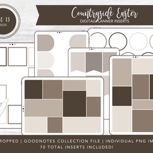 2025 Kit 13 Digital Planner Inserts | Countryside Easter | Goodnotes Collection Files + Individual PNGs | PreCropped Transparent Sticker