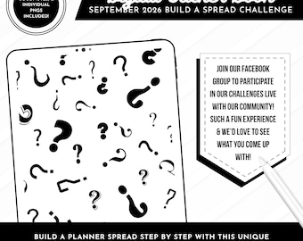 September 2026 Build a Spread Challenge Kit | Mystery Digital Stickers (Goodnotes, Noteful, PNGs)