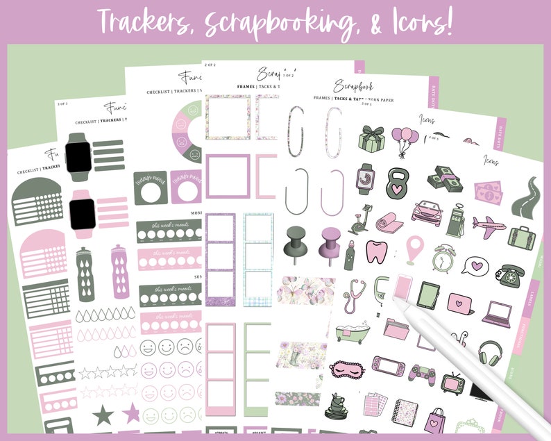 Kit 11 Split Screen Stickerbuch Saison des Lebens & Wachstums Über 1200 Digitale Aufkleber Vorgeschnitten Goodnotes-Datei Bild 6