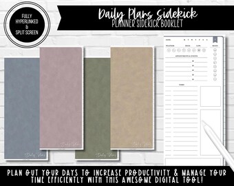 Daily Plans Sidekick - Planner Sidekick Booklet | Split Screen & Phone Friendly | Fully Hyperlinked Digital Planner | Digital Accessory