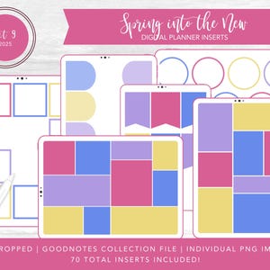 2025 Kit 9 Digital Planner Inserts | Spring into the New | Goodnotes Collection Files + Individual PNGs | PreCropped Transparent Sticker