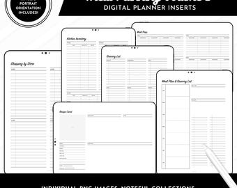 Mahlzeitenplanung Volumen Eins Planer Einlagen | Portrait + Querformat + Beringt | Goodnotes + Noteful Collection-Dateien + PNG's
